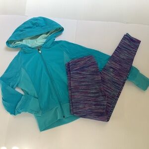 Bundle Athleta Girl Zipped Jacket Hood Leggings XL 14